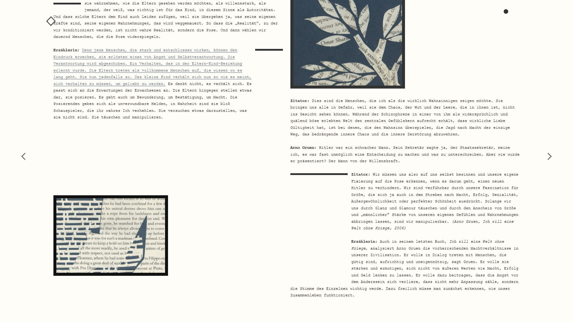 Typografisches Webdesign mit Collagen von Pflanzen und abstrakten Strukturen