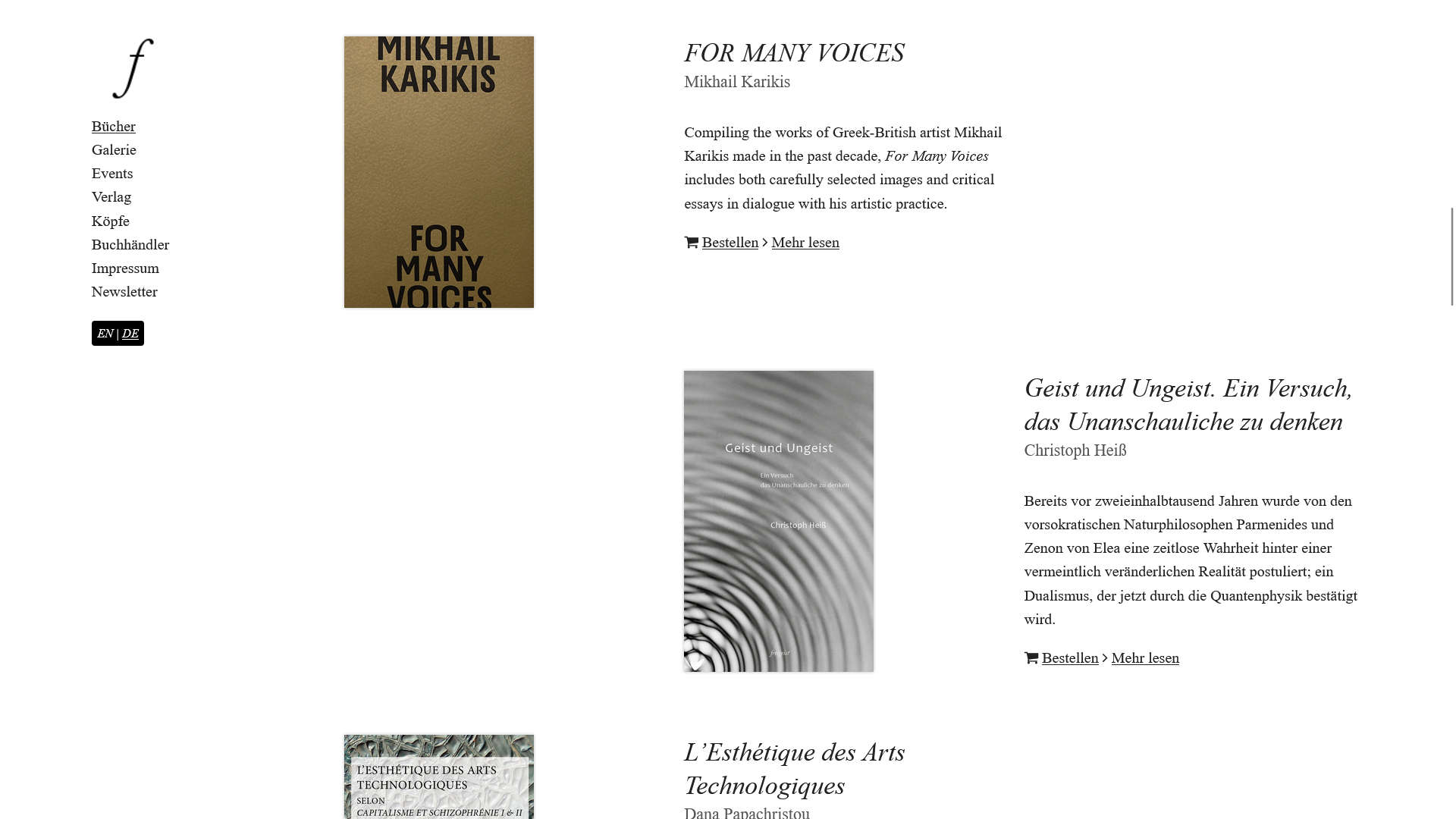 Webdesign für Freigeist Verlag: Bücher-Publikationen